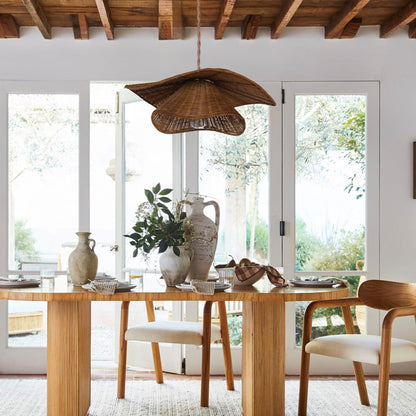 Lightsin Woven Rattan and Iron Pendant Light – Organic Ceiling Pendant Light for Dining Room, Living Room, and Modern Rustic Interiors - House Comfort