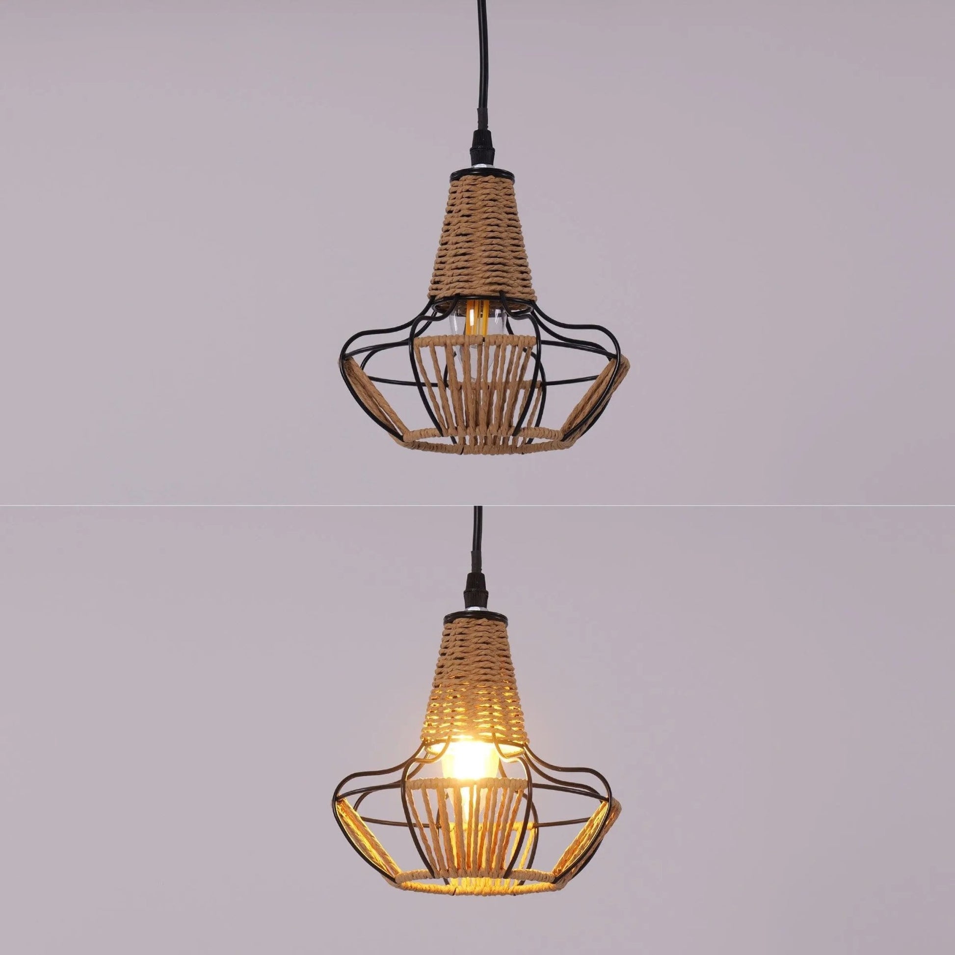 Lightsin Woven Rattan Cage Pendant Light for Natural Charm and Effortless Elegance - House Comfort