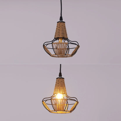 Lightsin Woven Rattan Cage Pendant Light for Natural Charm and Effortless Elegance - House Comfort