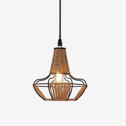 Lightsin Woven Rattan Cage Pendant Light for Natural Charm and Effortless Elegance - House Comfort