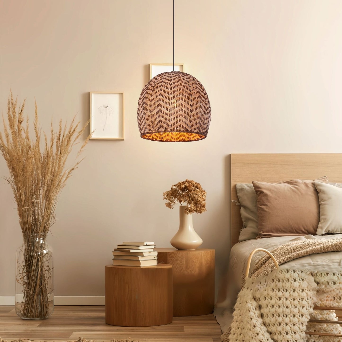 Lightsin Woven Rattan Ceiling Light with Wave Details for Modern Ceiling Lights - House Comfort