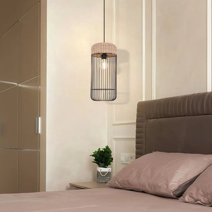 Lightsin Woven Rattan Cylinder Pendant Light for Warm and Inviting Spaces - House Comfort