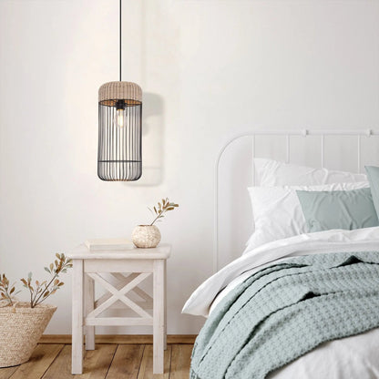 Lightsin Woven Rattan Cylinder Pendant Light for Warm and Inviting Spaces - House Comfort