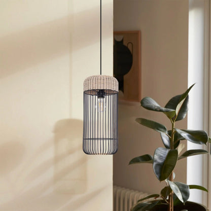 Lightsin Woven Rattan Cylinder Pendant Light for Warm and Inviting Spaces - House Comfort