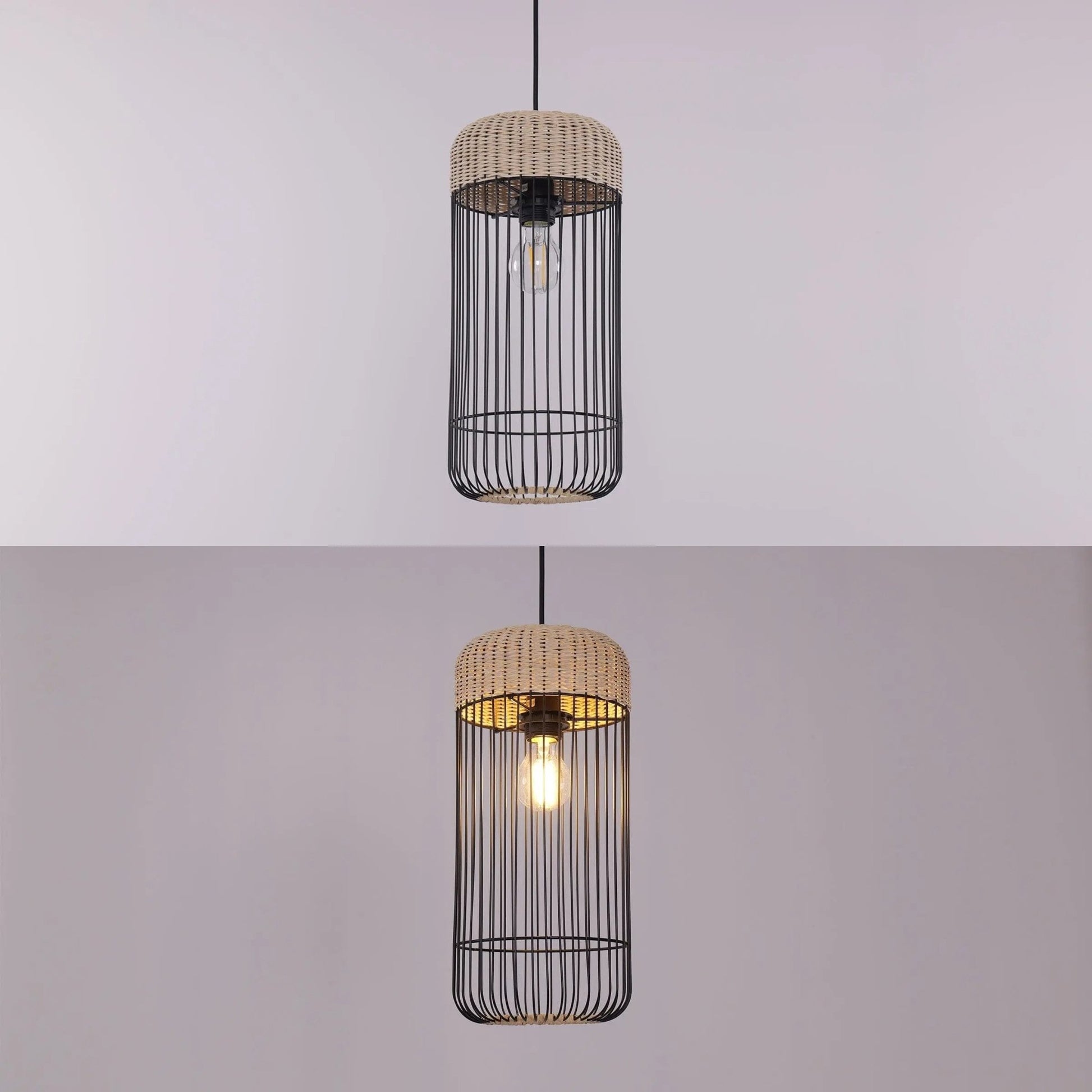 Lightsin Woven Rattan Cylinder Pendant Light for Warm and Inviting Spaces - House Comfort