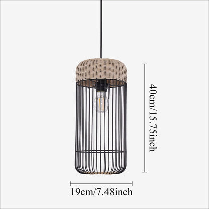 Lightsin Woven Rattan Cylinder Pendant Light for Warm and Inviting Spaces - House Comfort