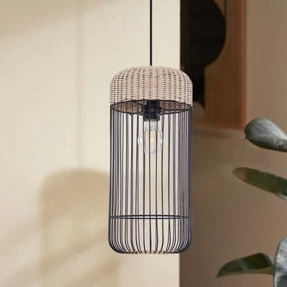Lightsin Woven Rattan Cylinder Pendant Light for Warm and Inviting Spaces - House Comfort