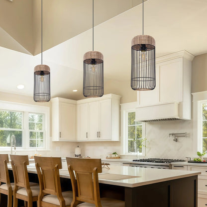 Lightsin Woven Rattan Cylinder Pendant Light for Warm and Inviting Spaces - House Comfort