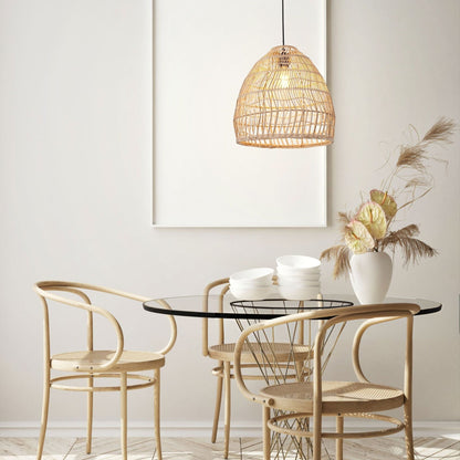 Lightsin Woven Rattan Dome Pendant Ceiling Light – Eco - Friendly Rustic Ceiling Light for Living Room, Dining, and Modern Interiors - House Comfort