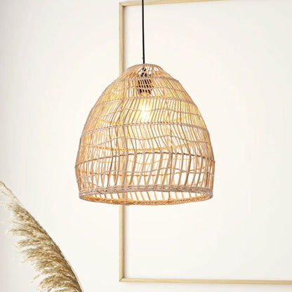 Lightsin Woven Rattan Dome Pendant Ceiling Light – Eco - Friendly Rustic Ceiling Light for Living Room, Dining, and Modern Interiors - House Comfort