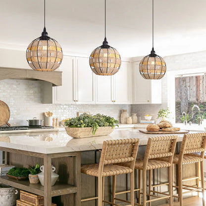 Lightsin Woven Sphere Pendant Light for Cozy Natural Elegance - House Comfort