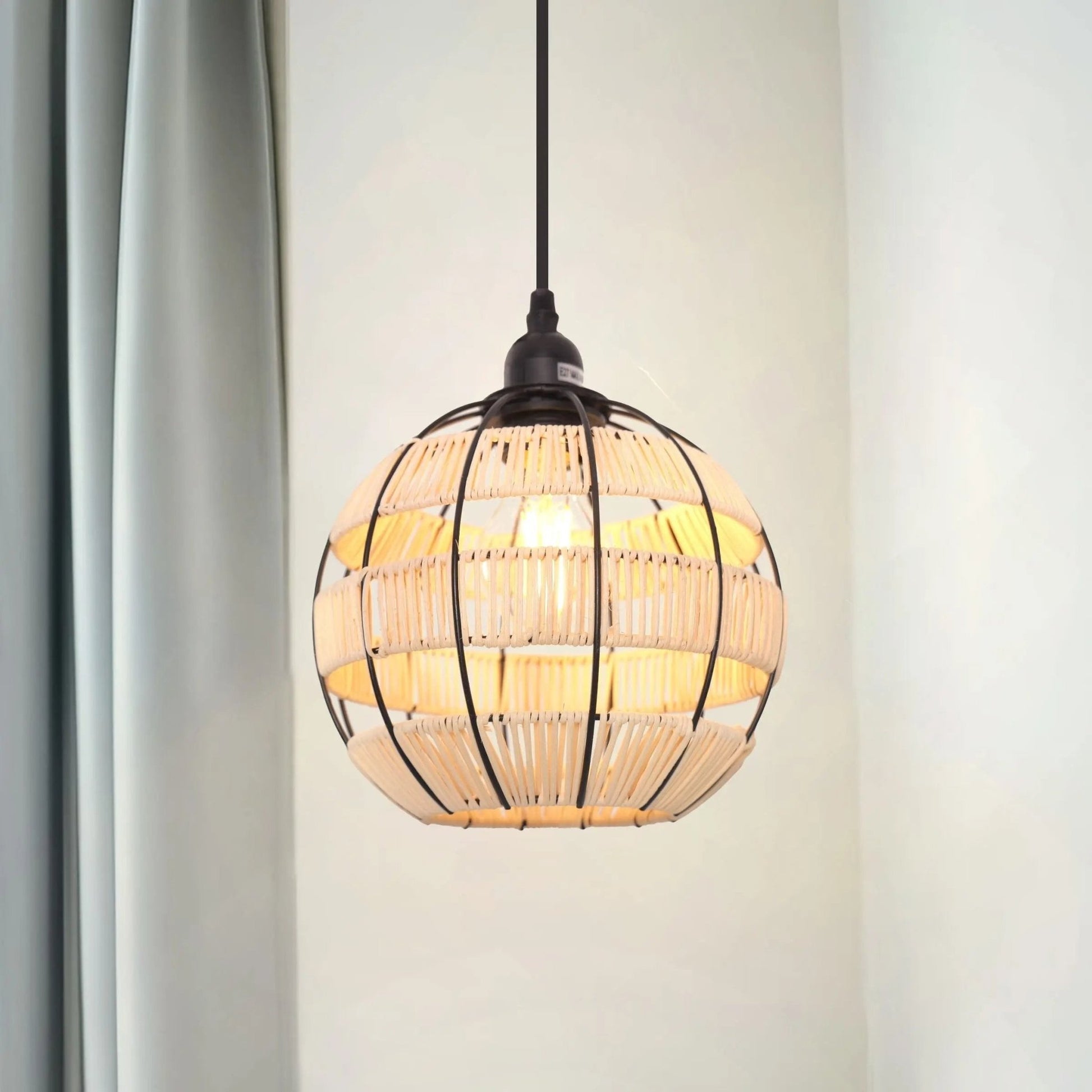Lightsin Woven Sphere Pendant Light for Cozy Natural Elegance - House Comfort