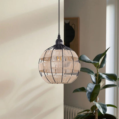 Lightsin Woven Sphere Pendant Light for Cozy Natural Elegance - House Comfort
