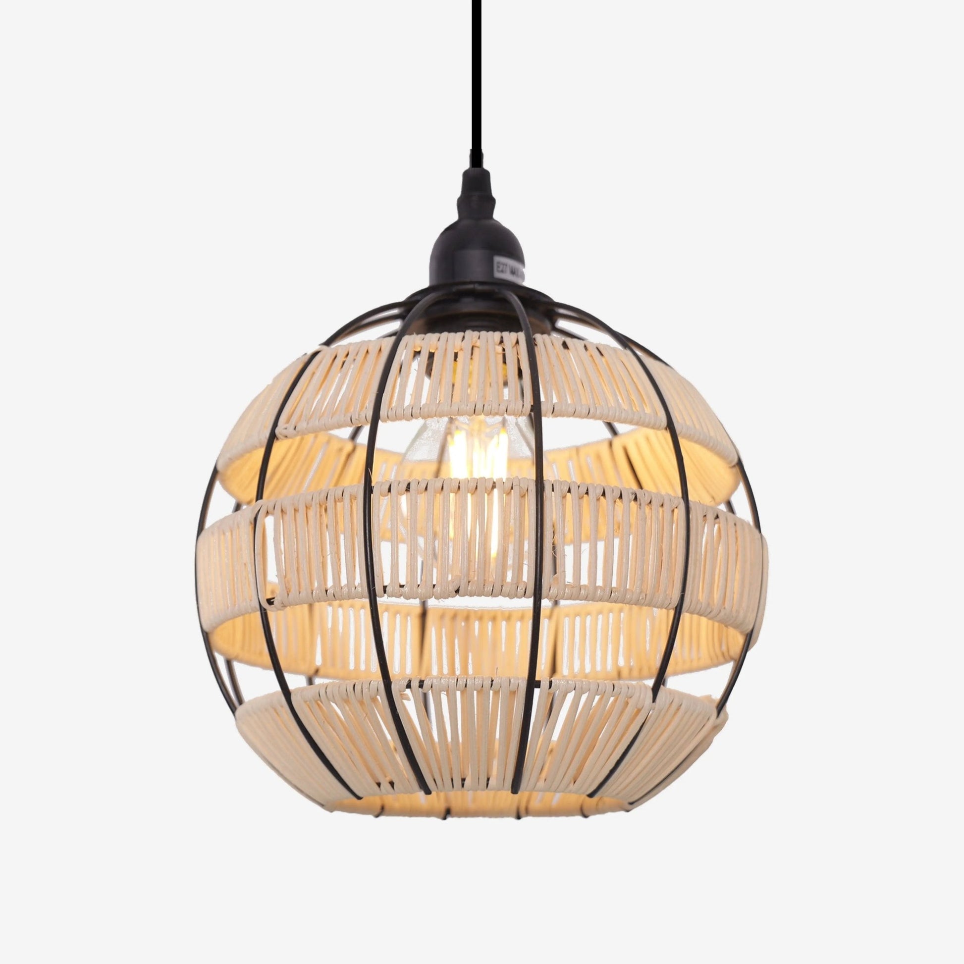 Lightsin Woven Sphere Pendant Light for Cozy Natural Elegance - House Comfort