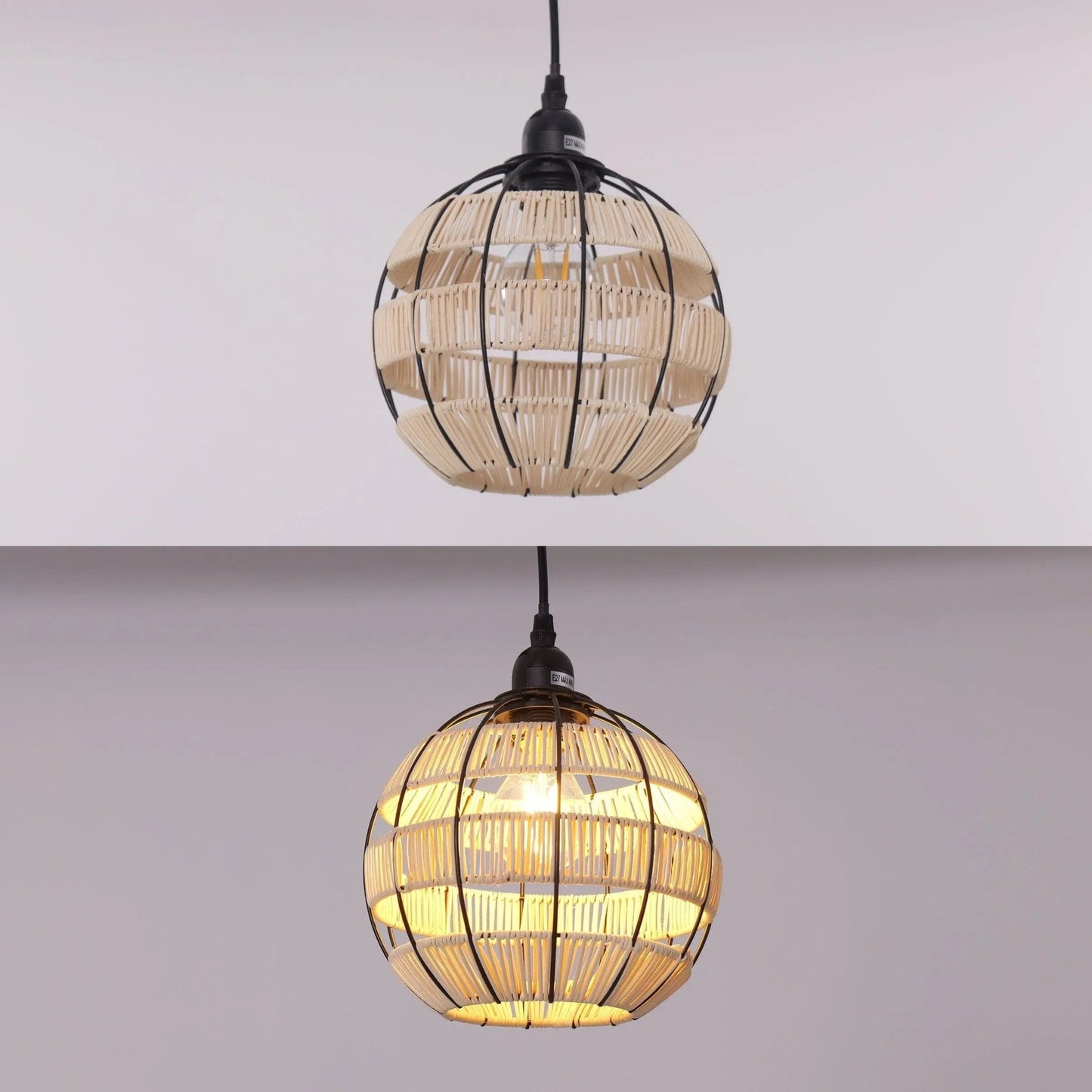 Lightsin Woven Sphere Pendant Light for Cozy Natural Elegance - House Comfort