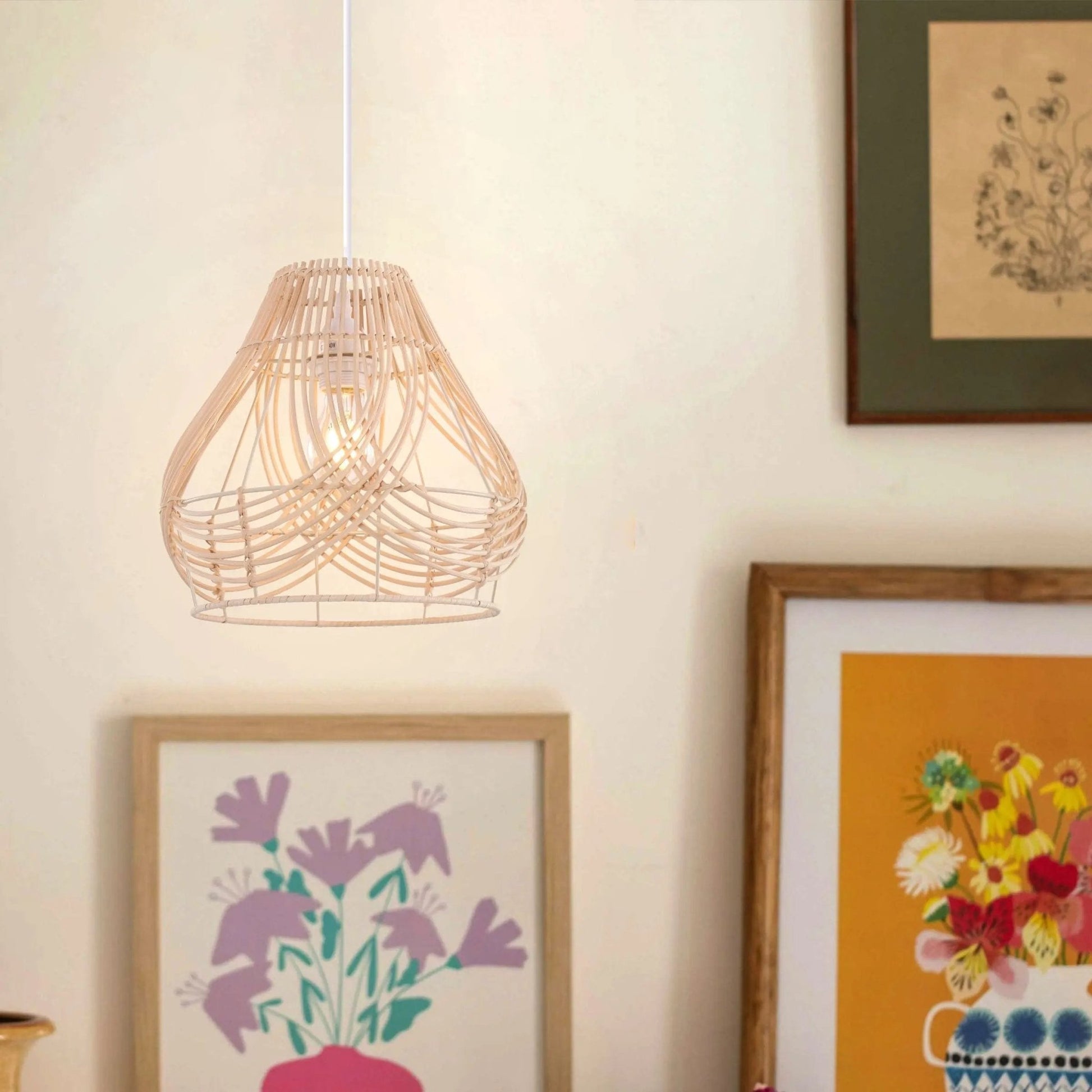 Lightsin Woven Whisper Natural Rattan Pendant Light for Serene Living - House Comfort