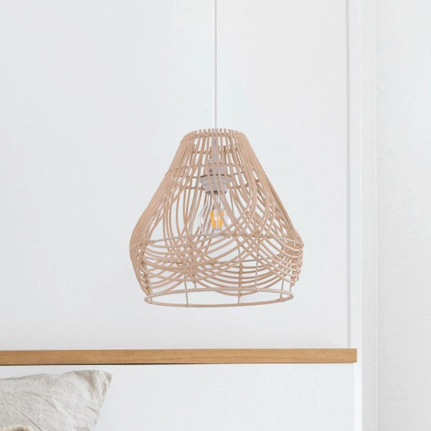 Lightsin Woven Whisper Natural Rattan Pendant Light for Serene Living - House Comfort