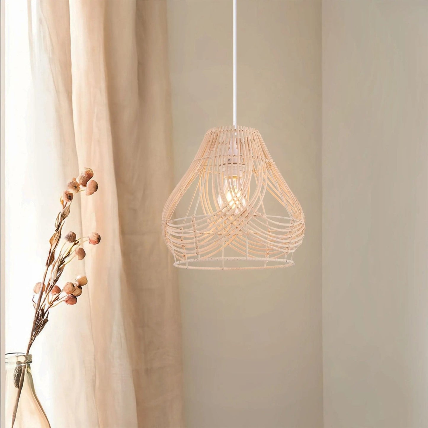 Lightsin Woven Whisper Natural Rattan Pendant Light for Serene Living - House Comfort
