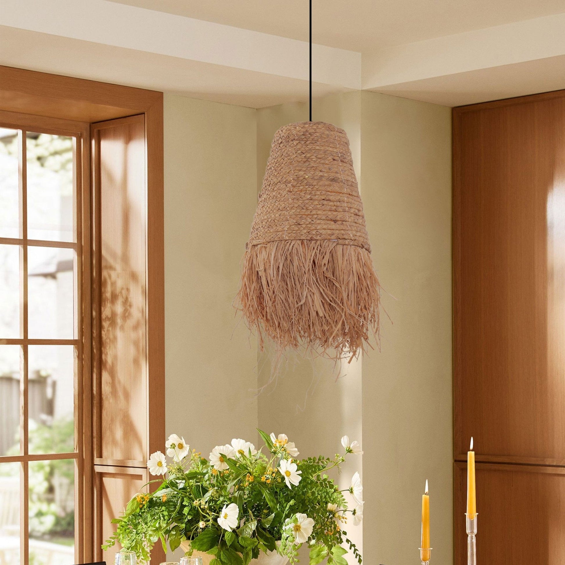 Lightsin Zen Wabi - Sabi Woven Pendant Light with Natural Grass Texture - House Comfort