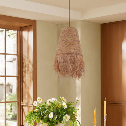 Lightsin Zen Wabi - Sabi Woven Pendant Light with Natural Grass Texture - House Comfort