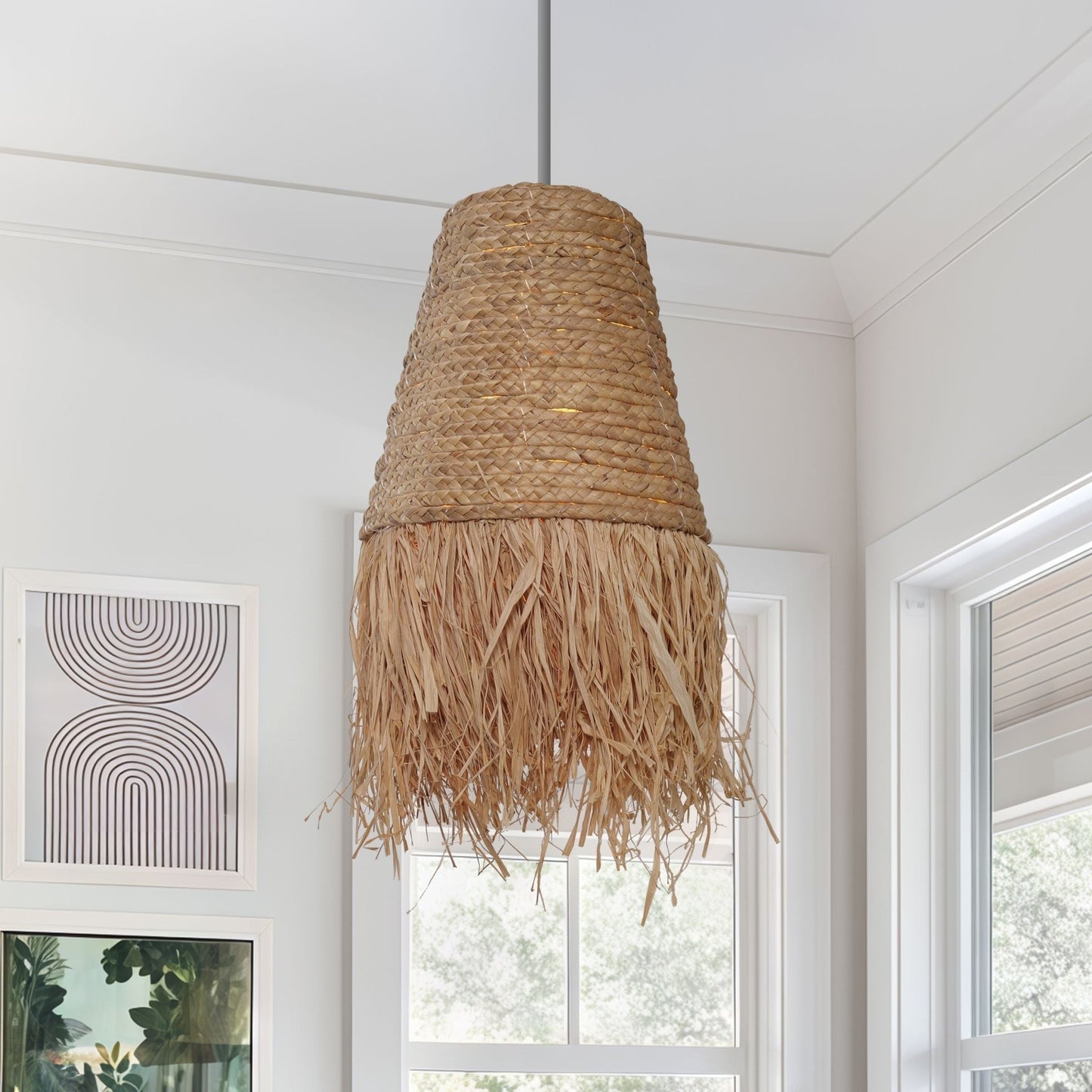 Lightsin Zen Wabi - Sabi Woven Pendant Light with Natural Grass Texture - House Comfort