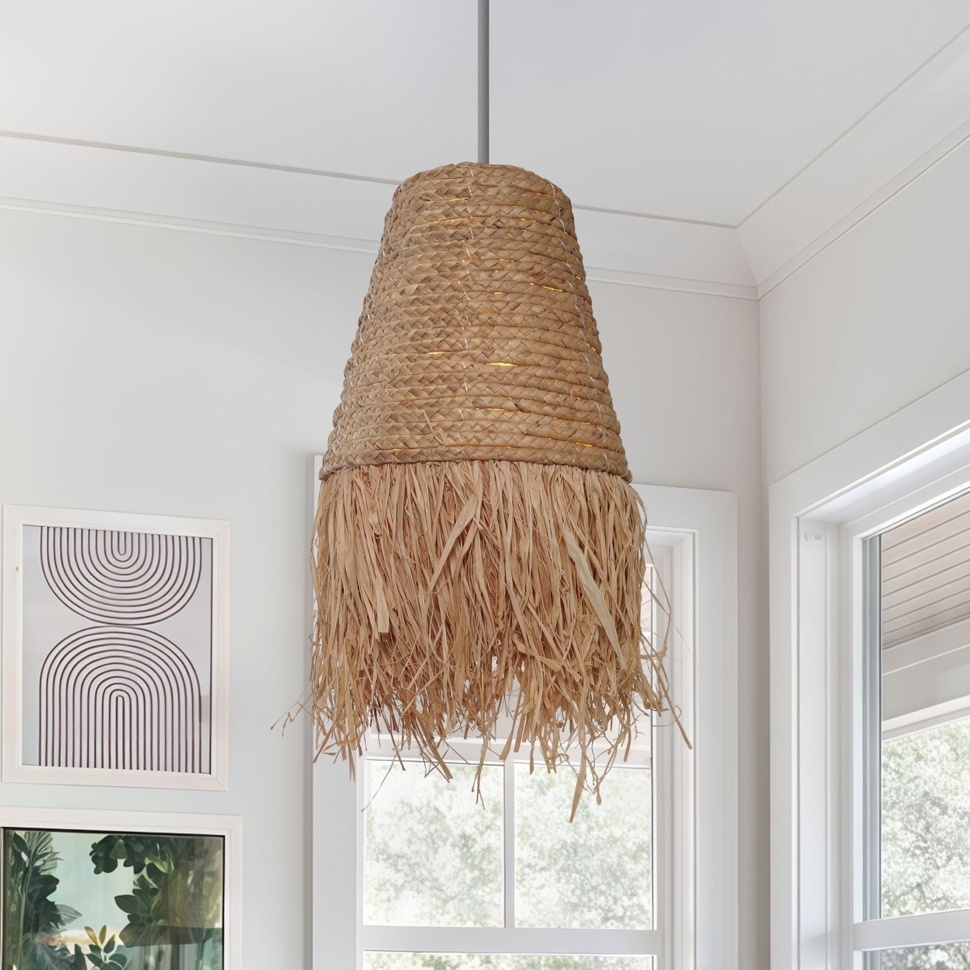 Lightsin Zen Wabi - Sabi Woven Pendant Light with Natural Grass Texture - House Comfort