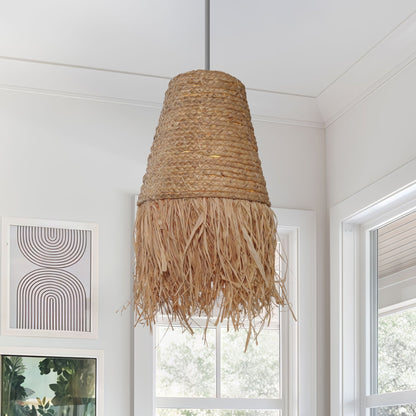 Lightsin Zen Wabi - Sabi Woven Pendant Light with Natural Grass Texture - House Comfort