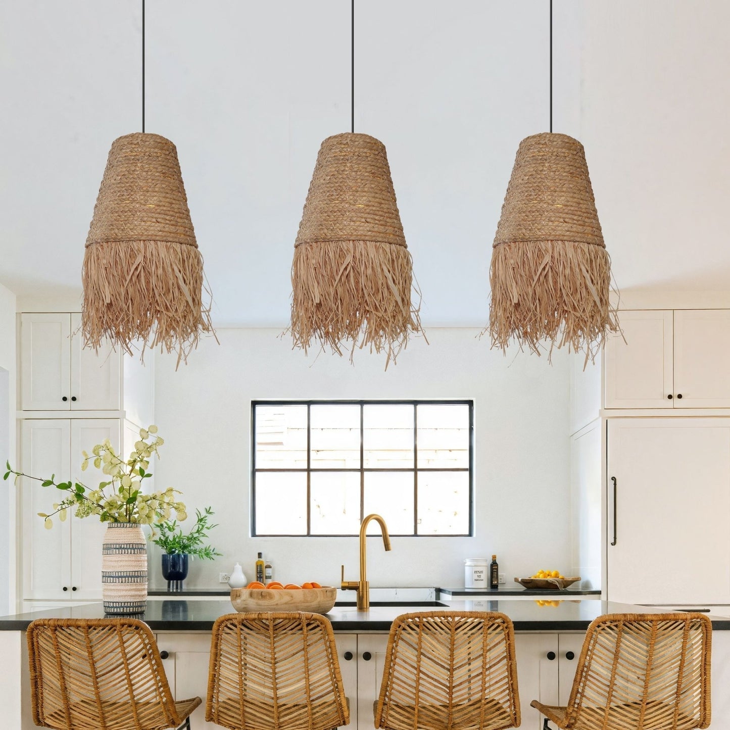 Lightsin Zen Wabi - Sabi Woven Pendant Light with Natural Grass Texture - House Comfort