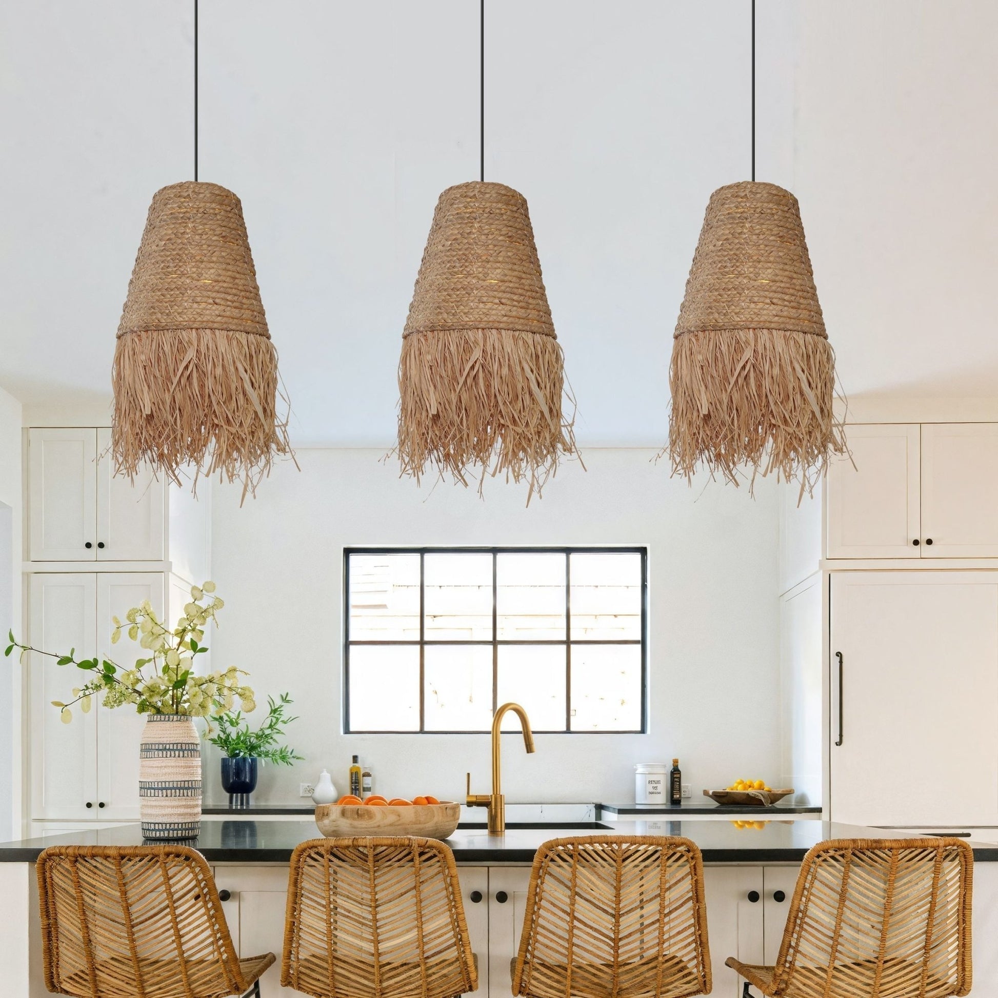 Lightsin Zen Wabi - Sabi Woven Pendant Light with Natural Grass Texture - House Comfort