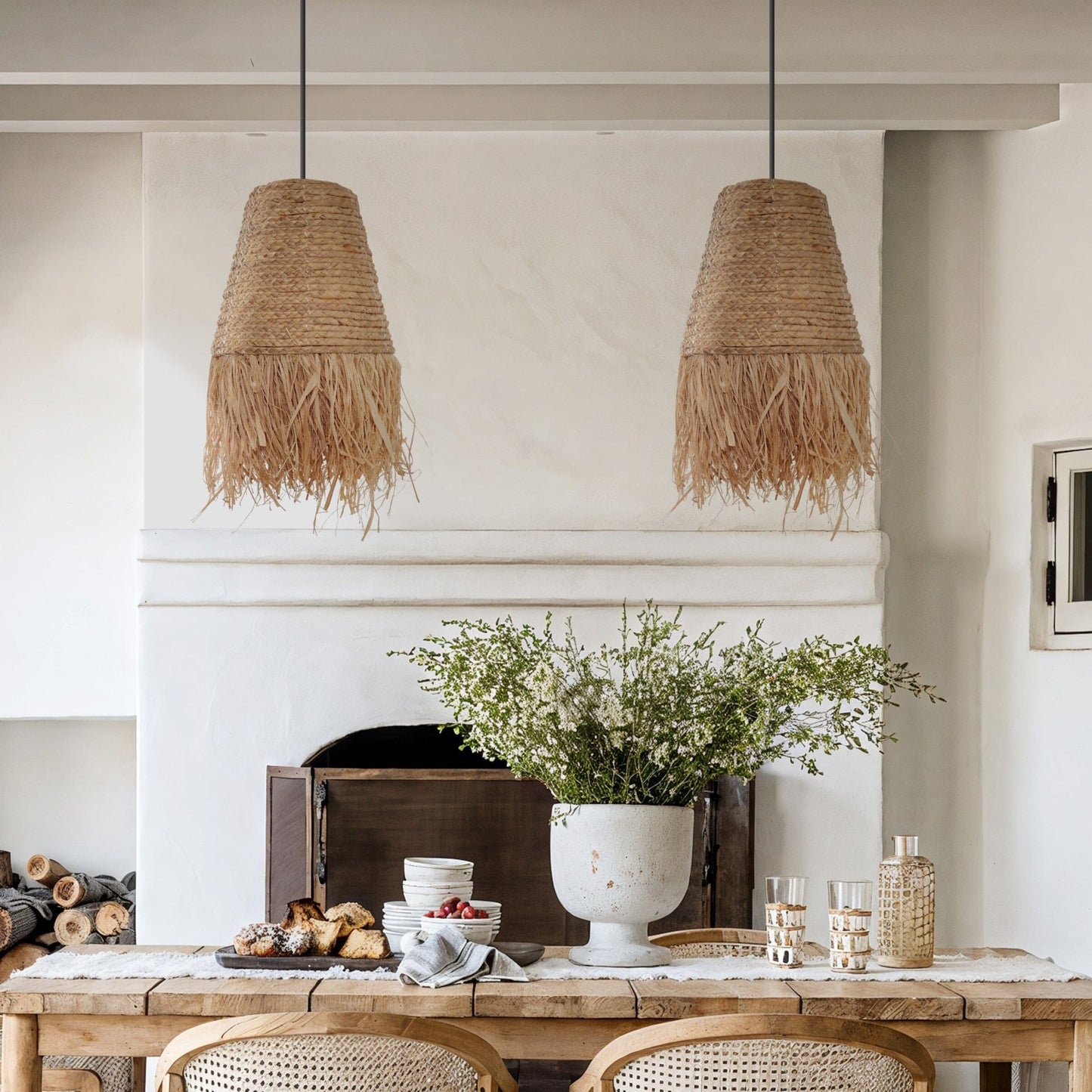 Lightsin Zen Wabi - Sabi Woven Pendant Light with Natural Grass Texture - House Comfort