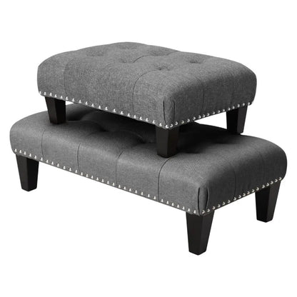 Linen Buttoned Rocking Chair & Footstool Set - House Comfort