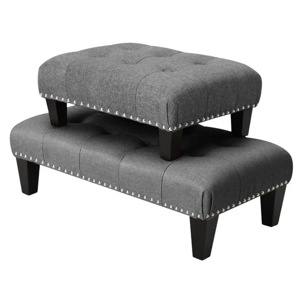 Linen Buttoned Rocking Chair & Footstool Set - House Comfort