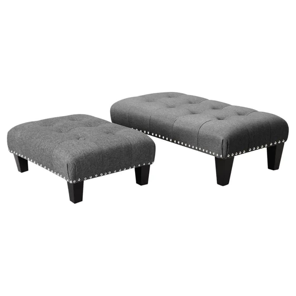 Linen Buttoned Rocking Chair & Footstool Set - House Comfort