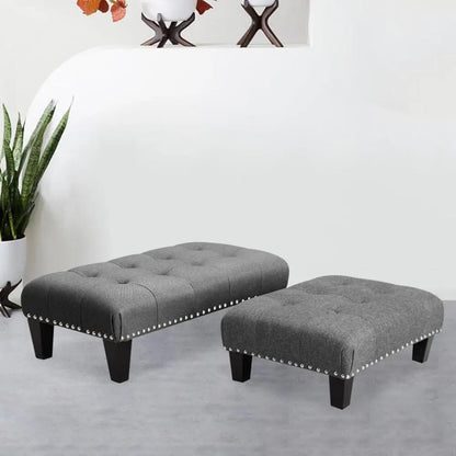 Linen Buttoned Rocking Chair & Footstool Set - House Comfort