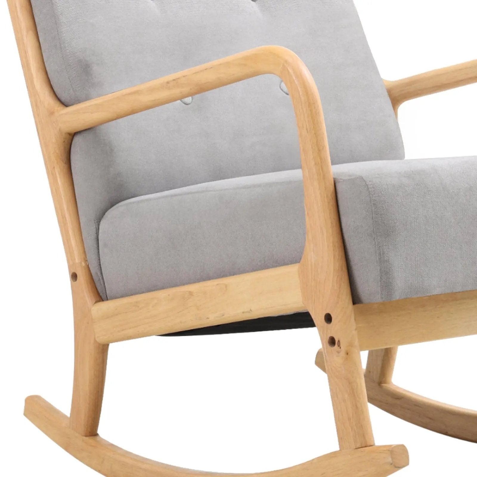 Linen Buttoned Rocking Chair & Footstool Set - House Comfort