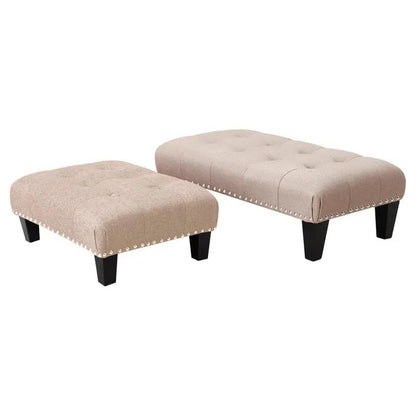 Linen Buttoned Rocking Chair & Footstool Set - House Comfort