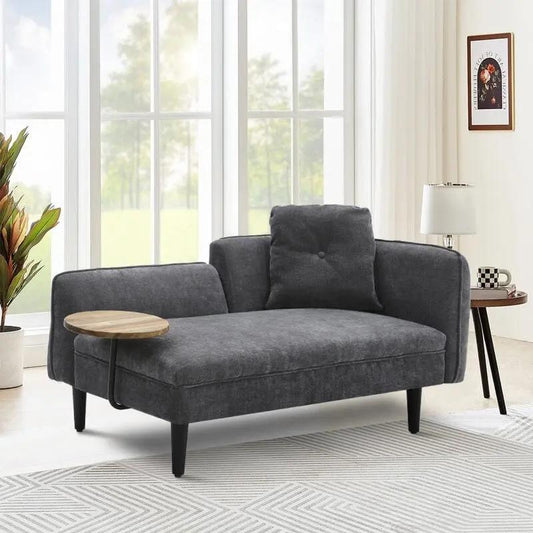 Linen Chaise Lounge with Tray Table - House Comfort