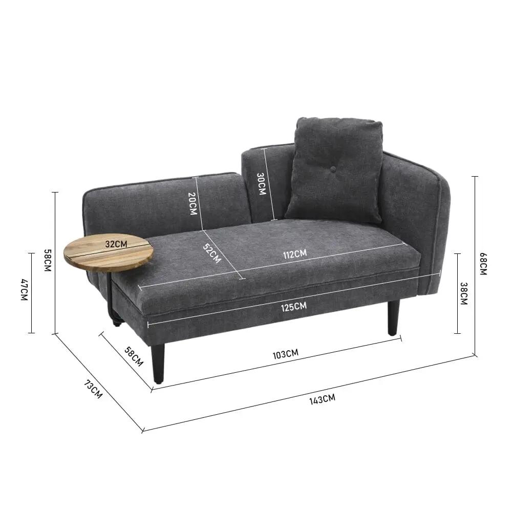 Linen Chaise Lounge with Tray Table - House Comfort