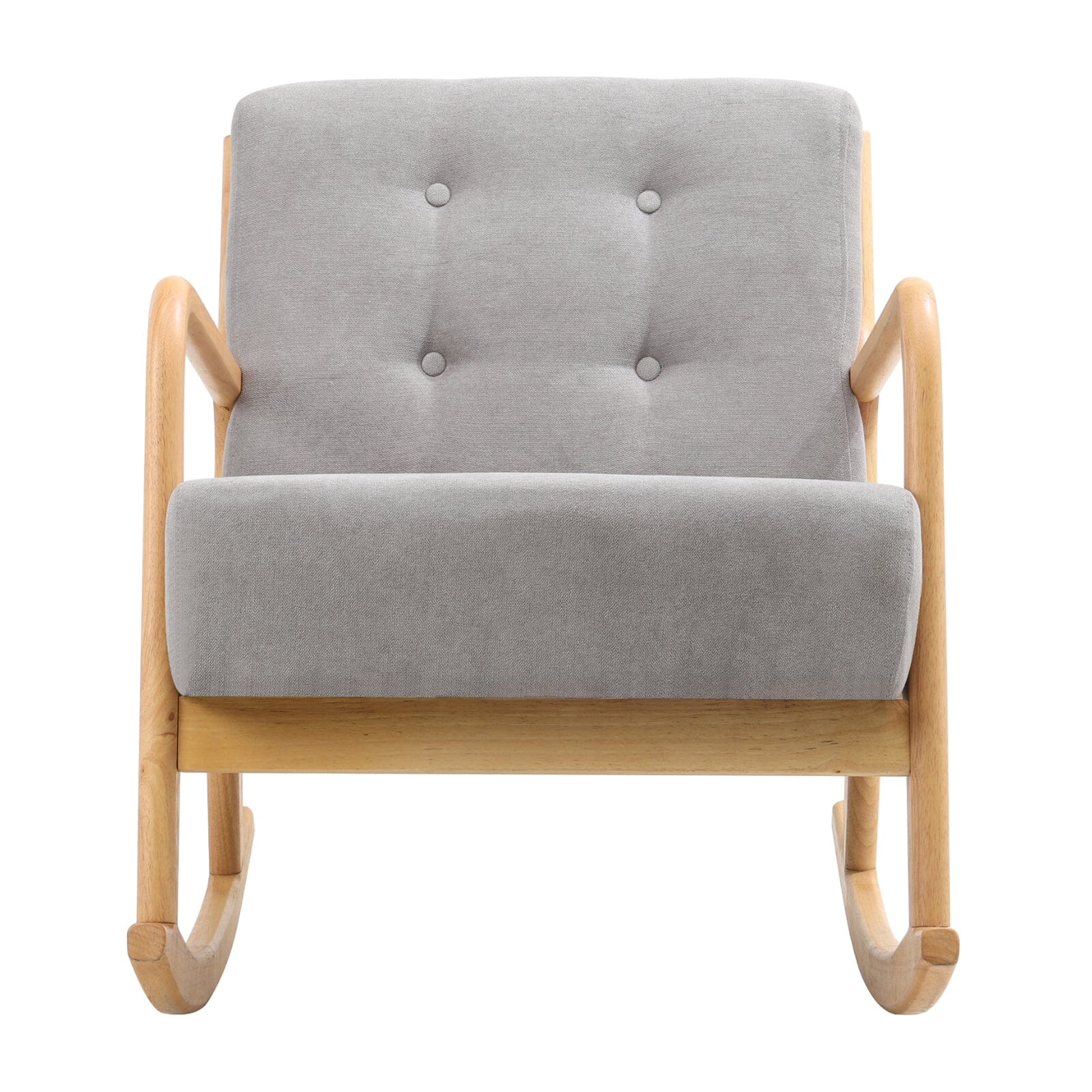 Linen Rocking Chair Upholstered Seat Lounge Chair Grey - House Comfort