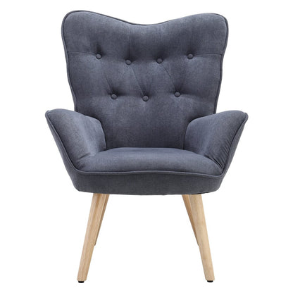 Linen Upholstered Accent Chair with Wood Legs - House Comfort
