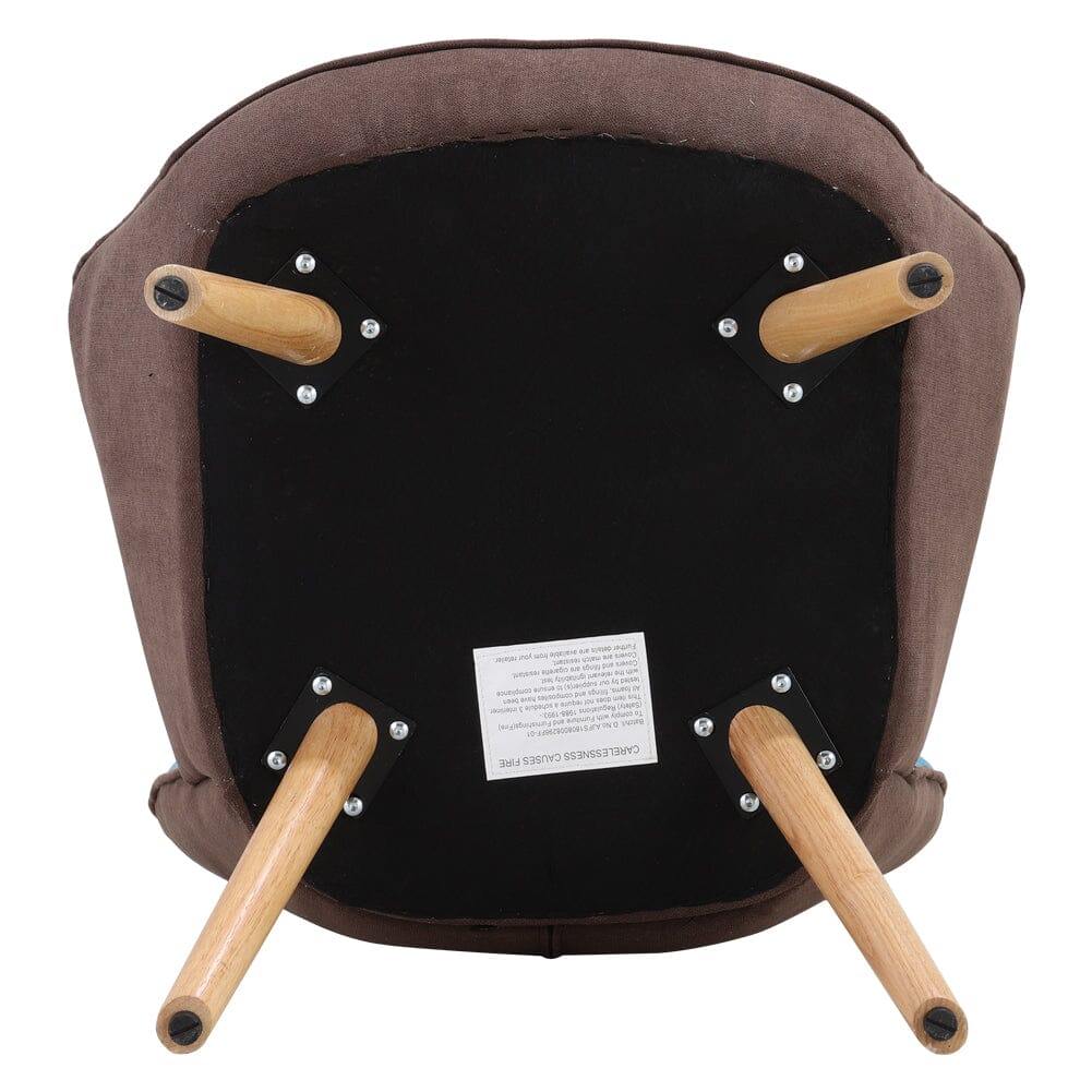 Linen Upholstered Accent Chair with Wood Legs - House Comfort