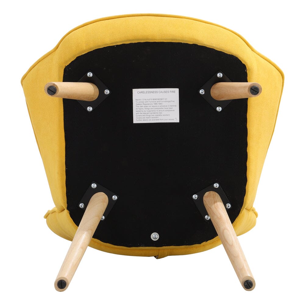 Linen Upholstered Accent Chair with Wood Legs - House Comfort