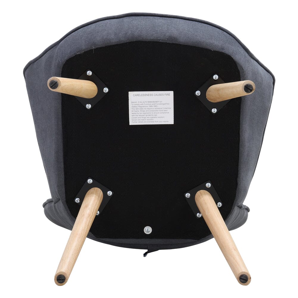 Linen Upholstered Accent Chair with Wood Legs - House Comfort