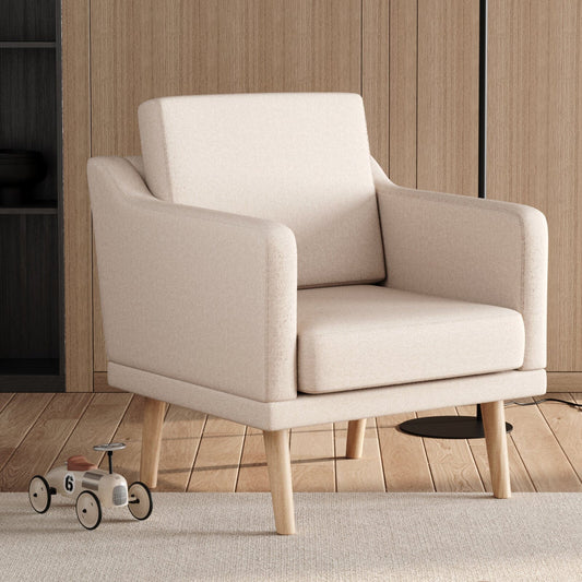 Linen Upholstered Padded Armchair for Home and Office - House Comfort