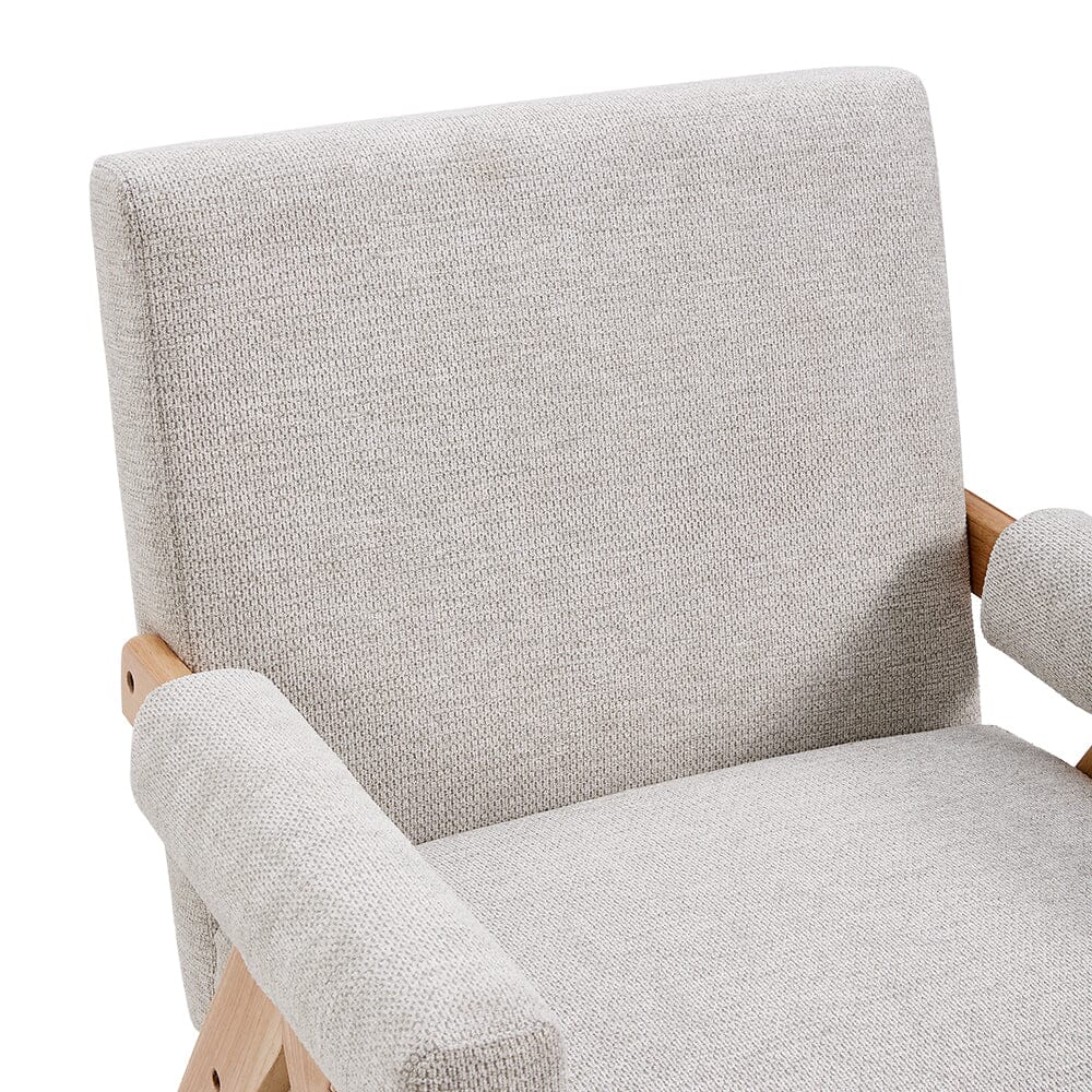Linen Upholsteried Wooden Armchair - House Comfort