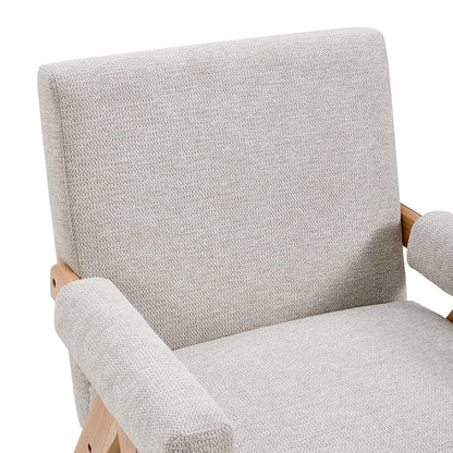 Linen Upholsteried Wooden Armchair - House Comfort
