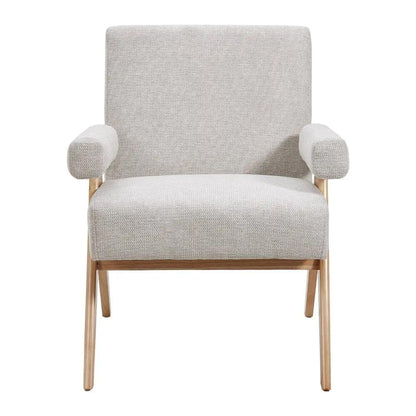 Linen Upholsteried Wooden Armchair - House Comfort