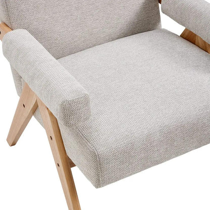 Linen Upholsteried Wooden Armchair - House Comfort