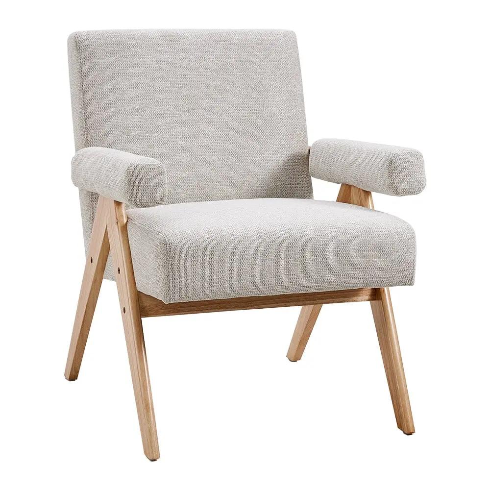 Linen Upholsteried Wooden Armchair - House Comfort