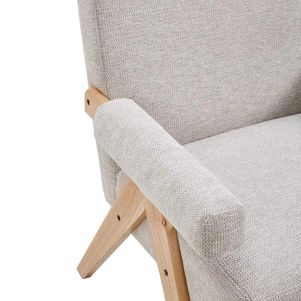 Linen Upholsteried Wooden Armchair - House Comfort
